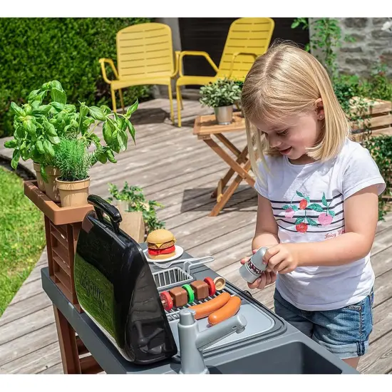 Smoby: Garden Kitchen - Toy Grill w/ 43 Food & Cooking Accessories, Outdoor Playset, Retractable Magic Flames, Sink w/ Water Pump Function, Kids 3+ {7}