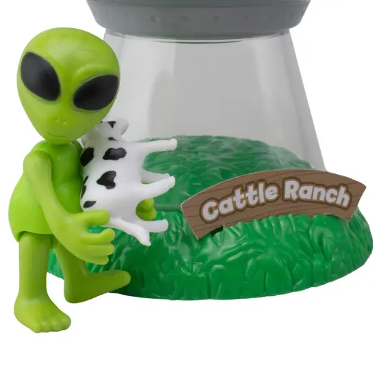 Space Adventure: Beam It Up Alien - Lights & Sounds UFO Cow Abduction Toy, Magnetic Force Cattle Lifting Action, Green Alien Figure, Sci-Fi, Kids 3+ {4}