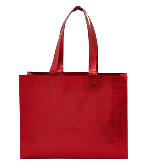 20-Pack Non-Woven Reusable Shopping Bags with Handles, 10 x 3.94 x 12.6 Inch Metallic Red Tote Bags for Groceries and Gifts {7}