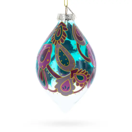 Teardrop Paisley Finial Glass Christmas Ornament {4}