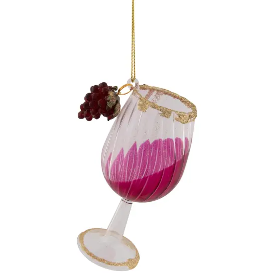 Northlight 4.25" Red and Clear Glittered Wine Glass Christmas Ornament {3}