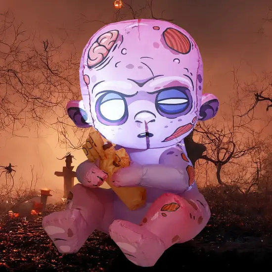 GOOSH 3 FT Halloween Inflatables Zombie Baby Outdoor Decorations Blow Up Yard with Built-in LEDs {5}