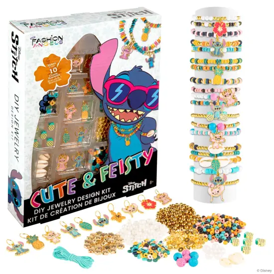 Fashion Angels: Disney Stitch: Cute & Feisty - DIY Jewelry Design Kit, Craft & Make 10 Colorful Charm Bracelets, Pineapple-Shell-Lava Beads, Kids 8+ {1}