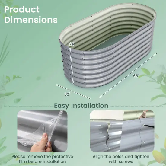 Costway 2 PCS Raised Garden Bed Kit Planter Raised Garden Boxes Outdoor 65" x 32" x 24" Gray/Silver {11}