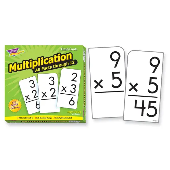 TREND ENTERPRISES, INC. Multiplication 0-12 All Facts Skill Drill Flash Cards - Set of 169 Cards, "6"" x 3"" x 6.5""" (53203) {3}