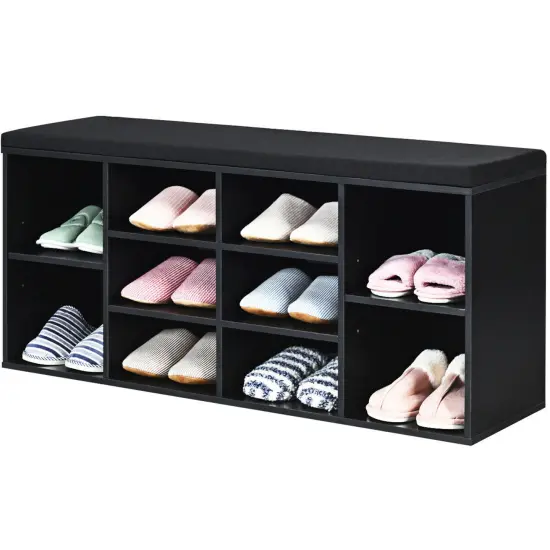 Costway Entryway Padded Shoe Storage Bench 10-Cube Organizer Bench Adjustable {6}