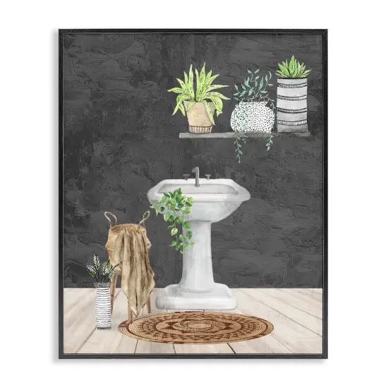 Stupell Industries Relaxing Bathroom Scene Framed Giclee Wall Art Design by Kim Allen {1}