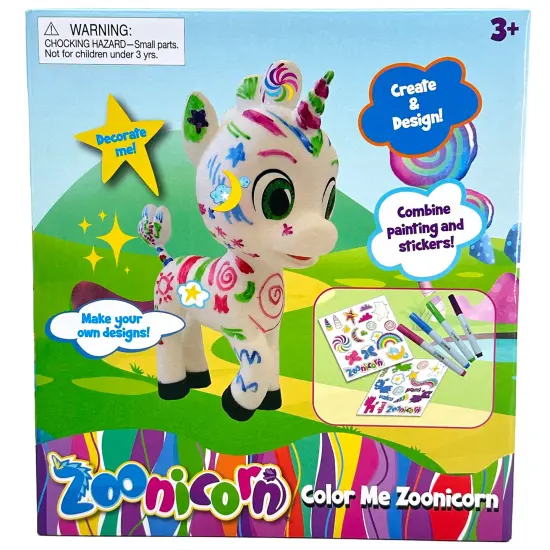 Zoonicorn: Color Me - Customize Your 8" Character Miniature Figure, Washable Markers & Stickers, Design Craft Activity, Play-Display Toy Set, Kid 3+ {3}