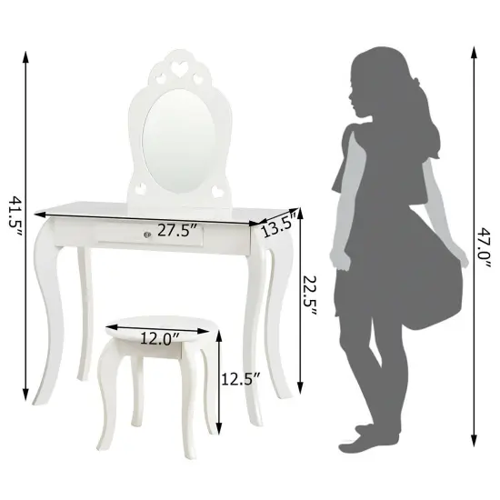 Costway Kids Vanity Set Princess Makeup Dressing Play Table Set W/Mirror {3}