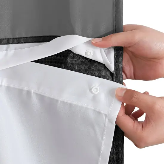 Americanflat 72x75 Hookless Waffle Pattern Shower Curtain - Water-Resistant Long Shower Curtain with Sheer Panel, Snap-In Liner, and Grommets {12}