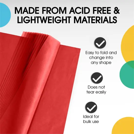 Tissue Paper for Gift Bags - 15" x 20"Bulk Tissue Paper Dark Blue 480 Sheets - 10lb Newsprint for Packing, Birthday Gift Box Filler, Packing Supplies for Moving SuppliesRed {3}