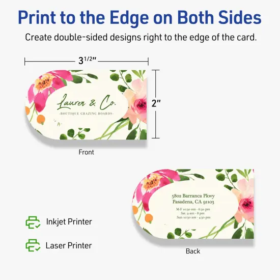 Avery Printable Arched Business Cards, Sure Feed Technology, 2" x 3-1/2", Matte Ivory Cardstock, Print-to-The-Edge, Laser/Inkjet Printable, 400 Total {12}