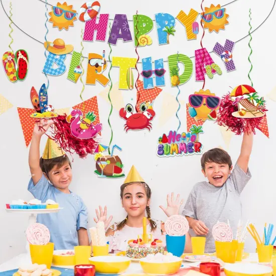 Summer Birthday Decorations, NO-DIY Summer Party Decorations Banner, Pool Party Supplies {2}