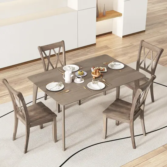 Costway Wooden Dining Chairs Set of 2/4 with Ergonomic Seat Rubber Wood Frame & High Backrest {2}