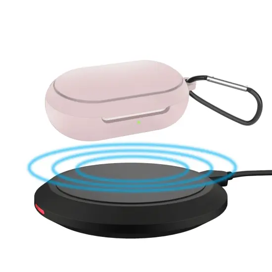 For Galaxy Buds+ / Buds Case, Protective Silicone Cover with Carabiner Keychain Compatible with Samsung Galaxy Buds+ Plus 2020 Buds 2019 Wireless Earbuds, Pink (4 Color Options) by Insten {7}