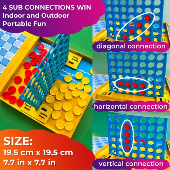 4 in a Row Fun Travel Game for Kids | 40 Plastic Chips {3}