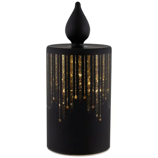 Northlight LED Lighted Glass Candle with Stars Christmas Decoration - 8" - Small Black {3}