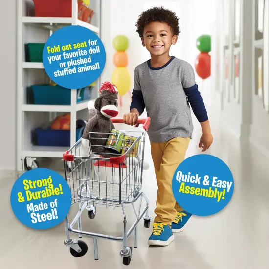 Schylling: Little Shopper Shopping Cart - Grocery Toy, Steel Frame, Fold Out Seat, Easy Push, Pivoting Wheels, Supermarket Pretend Play, Kids Ages 3+ {7}
