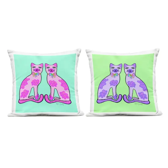 Stupell Industries Funky Whimsy Cat Pairs 2pc Outdoor Printed Pillow Set design by Katie Conley, 18 x 7 x 18 {1}