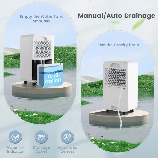 Costway32-Pint Portable Dehumidifier with Sleep Mode 2,500 Sq. ft Coverage Area {6}