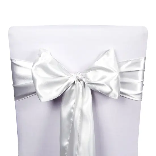 12 Pack Silver Chair Sashes for Wedding Reception, Baby Shower, Birthday Party (7 x 108 In) {3}