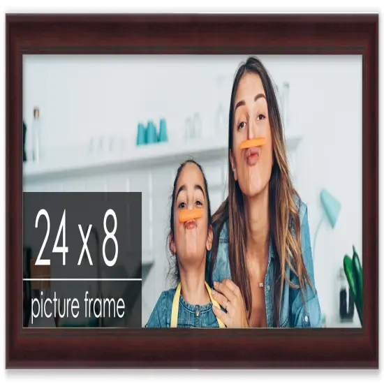Panoramic Linear Brown Picture Frame - UV Acrylic, Foam Board Backing, Hanging Hardware {1}