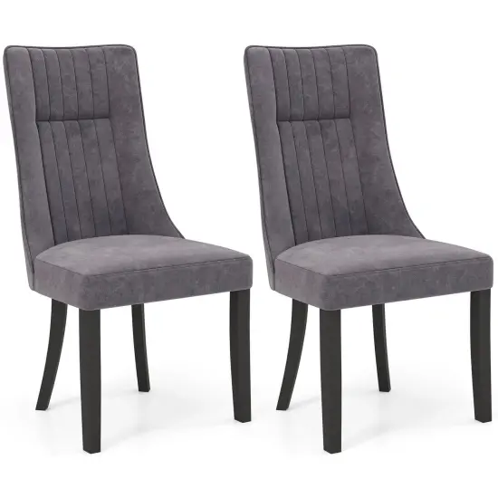 Costway Channel Tufted Dining Chairs Set of 2/4 with High Backrest Rubber Wood Legs Modern {7}