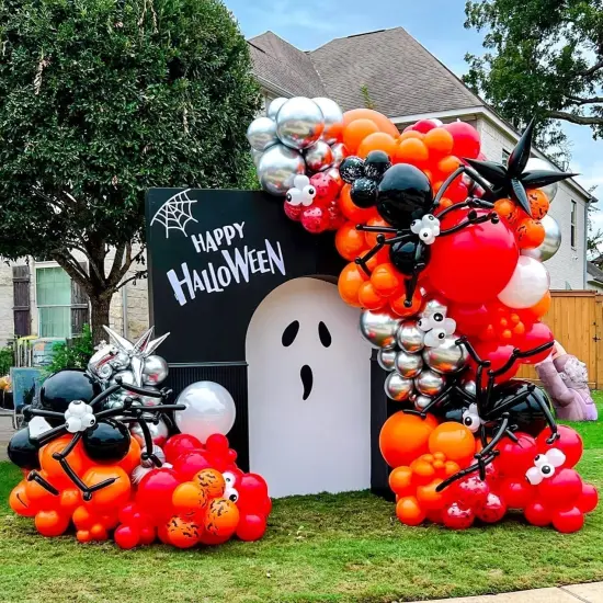 Red Orange Black Silver Balloon(Red Orange Black) {2}