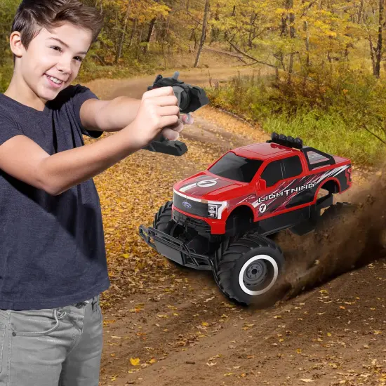 Mean Machines: RTR RC - Ford F150 Lightning - Red - 2.4 Ghz High Performance for Donuts & Wheelies, Turbo Boost, Ready-To-Run Radio Controlled Vehicle {6}