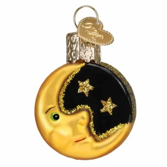 Old World Christmas 1.5 Inch Mini Moon Tree Ornament , Gumdrops Collection Stars Gold {1}