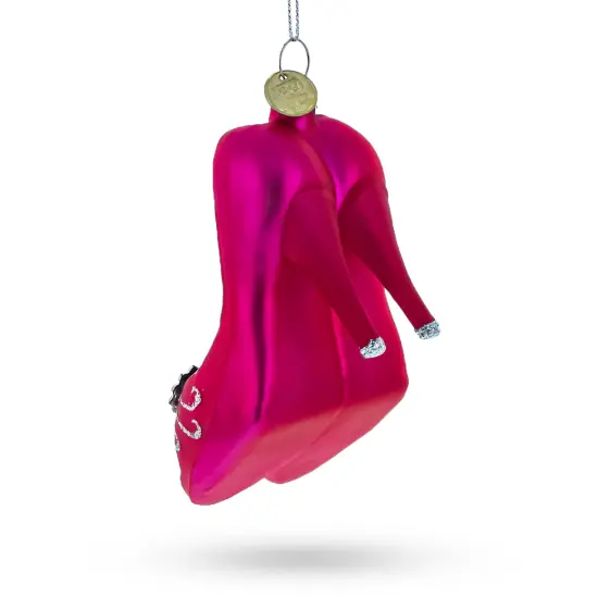 Chic Pink High Heels Glass Christmas Ornament {4}