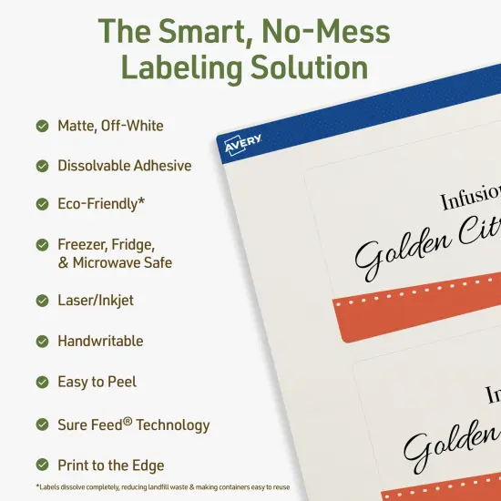 Avery Dissolvable Labels, 3" x 6" Rectangle {8}