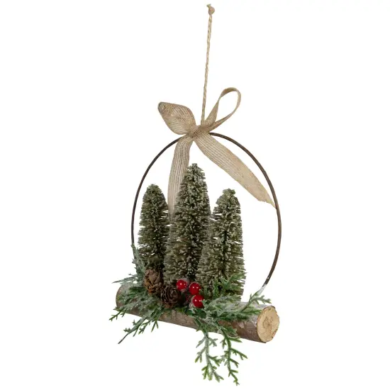 Northlight Frosted Mini Bottle Brush Trees Christmas Ornament - 7" Green {5}