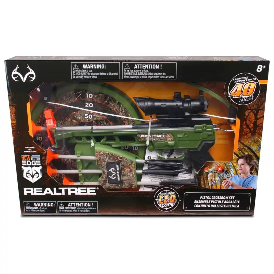 RealTree: Toy Pistol Crossbow Set - 14" - Green-Camo - 3 Suction-Tipped Arrows, Target, LED Scope, Ergonomic Grip, Shoots Up to 40', Archery, Kids 8+ {3}