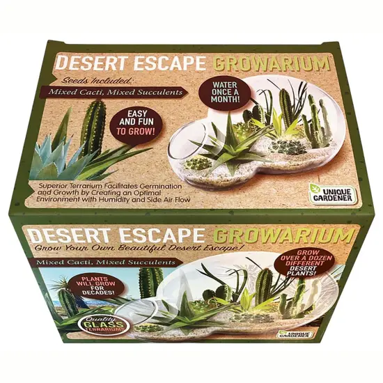 Unique Gardener: Desert Escape Growarium - DIY Double-Sphere Glass Terrarium Starter Kit, Grow Cacti & Succulents, Mini Nature Plants, Adults & Kids {5}