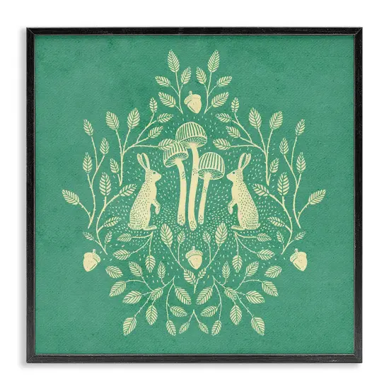 Stupell Industries Turquoise Botanical Rabbits Framed Giclee Wall Art Design by Katie O'Shea {1}