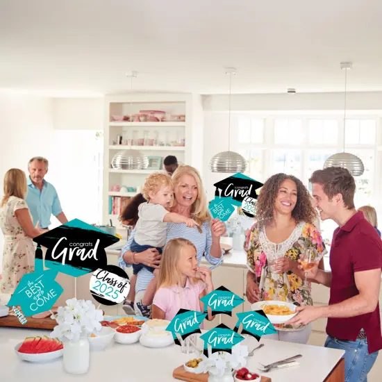 Big Dot of Happiness 2025 Teal Graduation Party Centerpiece Sticks - Showstopper Table Toppers - 35 Pieces {6}