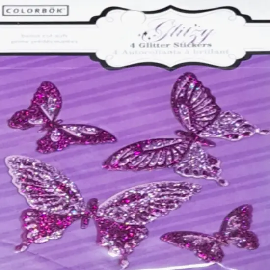 Colorbok Glitzy Glittered Butterflies Chipboard Stickers {1}