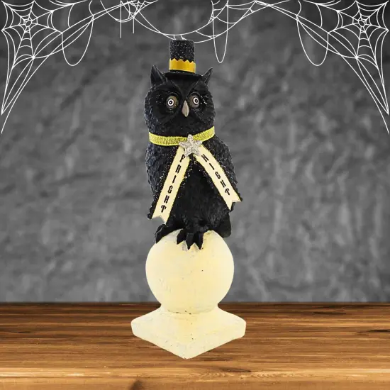 Heather Myers 9.5 Inch Sir Owloween Halloween Figurine , Lightweight Halloween Decor Fright Night Owl Black {4}