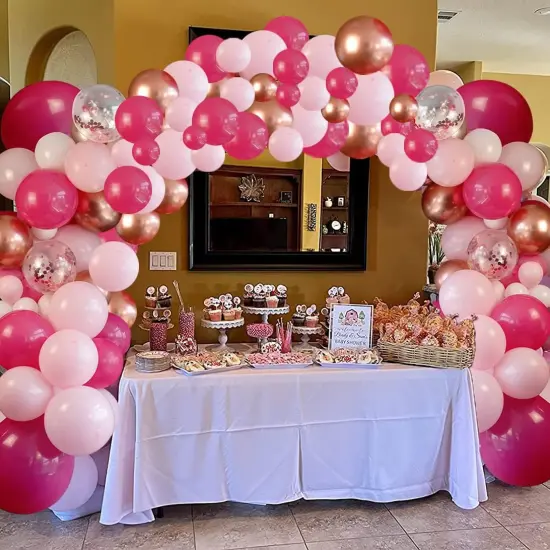 114 Pcs Hot Pink and White Balloons (Hot Pink and White（114pcs) {2}