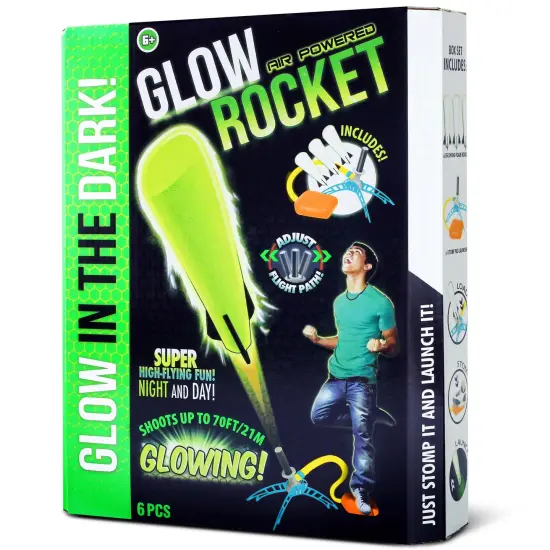 Lanard: Glow Air Powered Rocket - Super High-Flying Toy, 3 Foam Rockets, Launch Stomp Pad, Soars Up To 70', Adjustable Flight, Outdoor Play, Kids 6+ {1}