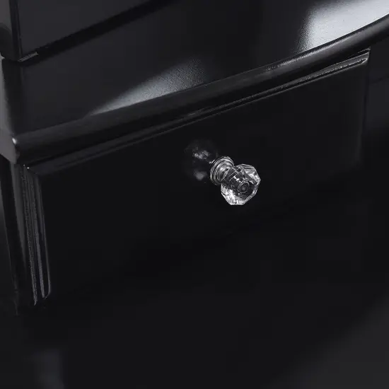 Costway Tri Folding Mirror Vanity Makeup Table Stool Set Black {3}