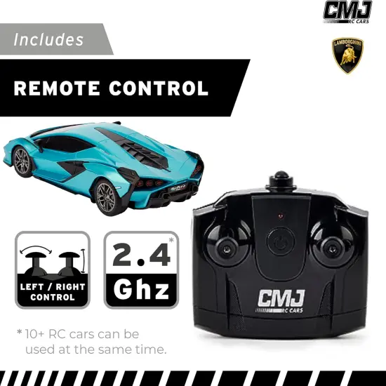 CMJ RC Cars: Lamborghini Si&aacute;n FKP 37 - Blue - 1:24 Scale, Remote Control Radio Vehicle, 2.4 Ghz, LED Headlights, Indoor-Outdoor Racing Toy, Licensed {5}
