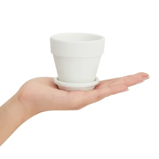 3 Inch 12 Pack White Clay Mini Terracotta Pots with Saucers and Drainage Hole, Paintable Pottery for Succulents, Planter, Flowers, Cactus, Garden Crafts, and Wedding Decor {6}