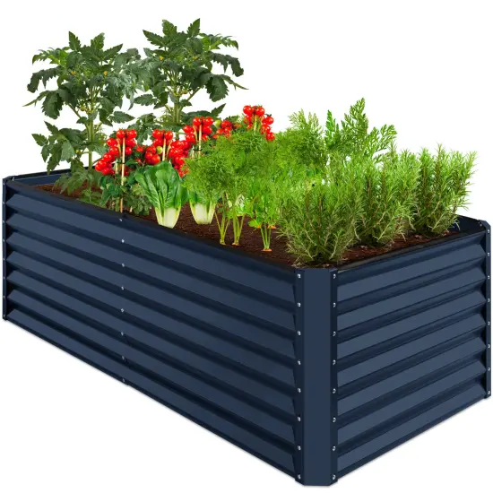 Best Choice Products 6x3x2ft Outdoor Metal Raised Garden Bed, Planter Box for Vegetables, Flowers, Herbs Navy {1}