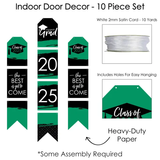 Big Dot of Happiness Green Grad - Best is Yet to Come - Hanging Vertical Paper Door Banners - 2025 Green Grad Party Wall Decor Kit- Indoor Door Decor {6}