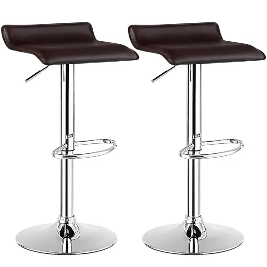 Costway Set of 2 Swivel Bar Stool Adjustable PU Leather Backless Dining Chair White/Black/Coffee {8}