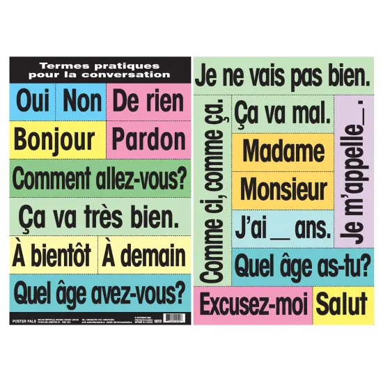 Poster Pals French Educational & Language Teaching High Frequency Vocabulary Card phrase Posters, colorful laminated cards classroom reference and instruction {4}