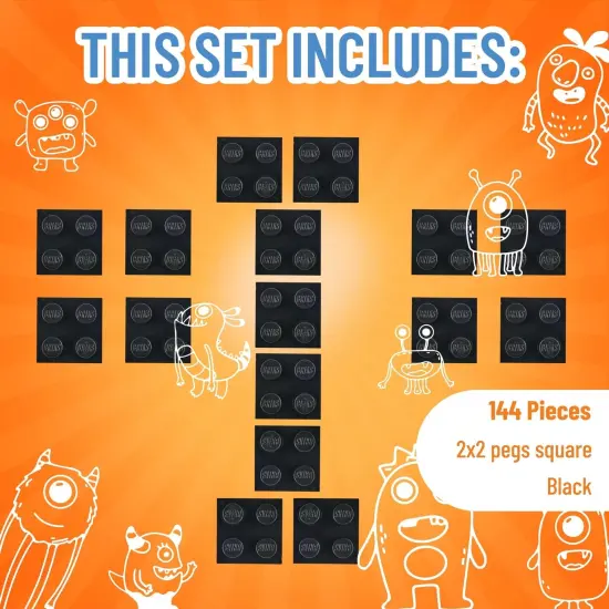 Strictly Briks Classic Bricks Starter Kit, Black, 144 Pieces, 2x2 Inches, Building Creative Play Set for Ages 3 and Up, 100% Compatible with All Major Brick Brands {3}