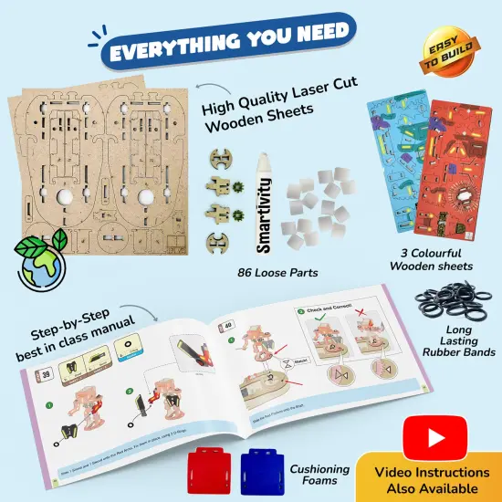 Smartivity: Steam Warriors - Clash of Cyborgs Toy - DIY 2 Player Battle Game, Build Your Wooden Toy Fighter Figures, Play-Learn, STEM Science, Kids 6+ {4}